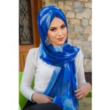 Aişe tesettür Saks Mavi Batik Desen Hazır Şal