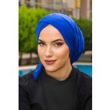 Aişe tesettür Saks Mavi Çapraz Bone