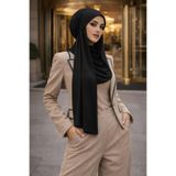 Aişe tesettür Siyah Bone Şal/Yarım Tunik/Boğazlı Panço Siyah Panço tunik