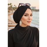 Aişe tesettür Siyah Çapraz Deniz - Havuz Bonesi Siyah