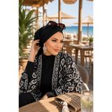 Aişe tesettür Siyah Çapraz Deniz / Havuz Kullanımına Uygun Bağcıklı Bone
