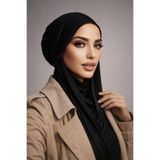 Aişe tesettür Siyah Çizgili Kelebek Model Bone Şal