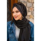 Aişe tesettür Siyah Düz Burgu Hazır Şal