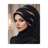 Aişe tesettür Siyah Gold Simli Abiye Şal