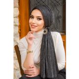 Aişe tesettür Siyah Gümüş Piliseli Kelebek Model Bantlı Abiye Bone Şal