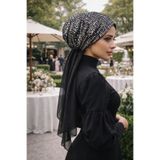 Aişe tesettür Siyah Gümüş Pullu Abiye Eşarp Bone
