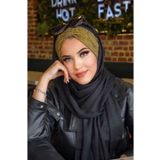 Aişe tesettür Siyah Hardal Kışlık Hazır Şal