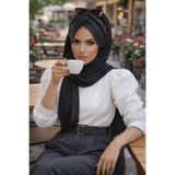 Aişe tesettür Siyah Kırçıllı Gri Burgu Hazır Şal renkli