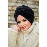 Aişe tesettür Siyah Kürk Kışlık Burgu Bone