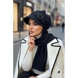 Aişe tesettür Siyah Tokalı Tesettür Şapka