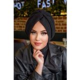 Aişe tesettür Siyah Triko Kışlık Burgu Bone