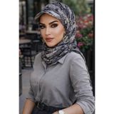 Aişe tesettür Siyah Yılan Derisi Desen Kepli Bandana Şapka Şal Yılan Derisi