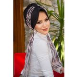 Aişe tesettür Siyah Zebra Desenli Şapka Bone