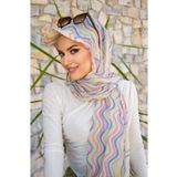 Aişe tesettür Soft Renkler Geometrik Desen Kepli Bandana Şapka Şal