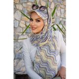 Aişe tesettür Soft Tonlar Geometrik Desen Kepli Bandana Şapka Şal