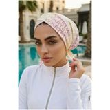 Aişe tesettür Soft Yazı Desen Çapraz Havuz - Deniz Bonesi