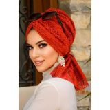 Aişe tesettür Taba Dantel Tokalı Bone