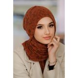 Aişe tesettür Taba Desenli Yumoş Kelebek Bone Şal