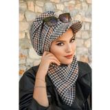 Aişe tesettür Taba Kazayağı Büzgülü Tesettür Şapka