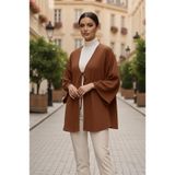 Aişe tesettür Taba Önü Bağlamalı Kimono Tunik/Likralı Ütü İstemez Kumaş Taba