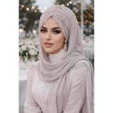 Aişe tesettür Taş Gri Taşlı Büzgü Model Hazır Abiye Şal Taş Gri
