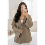 Aişe tesettür Taş Rengi Önü Bağlamalı Kimono Tunik/Likralı Ütü İstemez Kumaş Taş Bürümcük
