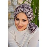Aişe tesettür Zebra Desen Tül Tokalı Bone
