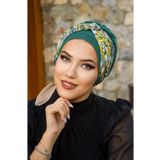 Aişe tesettür Zümrüt Hardal Burgu Bantlı Bone