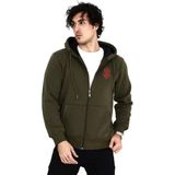 Aisha Elbise Baskılı Tam Fermuarlı Kapşonlu Sweatshirt - Haki - 2XL