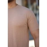 Aisha Elbise Erkek Ağaç Kabuğu Desenli Kısa Kollu T-Shirt - Bej - M