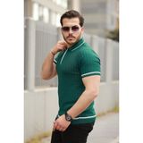 Aisha Elbise Erkek Fermuarlı Yakalı Kısa Kollu T-Shirt - Yeşil