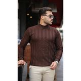 Aisha Elbise Erkek Yarım Balıkçı Yaka Kabartma Desenli Triko - Acı Kahve - 2XL
