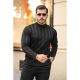 Aisha Elbise Erkek Yarım Balıkçı Yaka Kabartma Desenli Triko - Siyah - 2XL