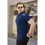 Aisha Elbise Erkek Yarım Balıkçı Yaka Kısa Kollu T-Shirt - Lacivert - 2XL