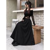 Aisha Elbise Kadın Yüksek Bel Maxi Boy Çan Etek - Siyah - 42