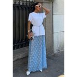 Aisha Elbise Maxi Dantel Etek 4047 - Mavi