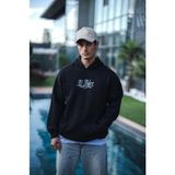 Aisha Elbise Üç Iplik Penye Kapşonlu Baskılı Sweatshirt - Siyah
