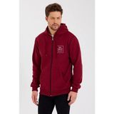 Aisha Elbise Unisex Tam Fermuarlı Kapşonlu özel Tasarım Sweatshirt - Bordo - Beyaz
