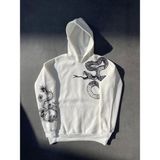 Aisha Elbise Uzun Kol Kapşonlu Baskılı Sweatshirt - Beyaz