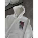 Aisha Elbise Uzun Kol Kapşonlu Ön ve Arka Baskılı Sweatshirt - Beyaz - XL