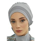 Aisha's Design Aerobin Kumaş Hazır Türban,HT-31A Gri