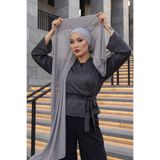 Aisha's Design Arkadan Bağlanan Penye İç Boneli Pratik Şifon Şal,Gri,PS-51