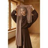 Aisha's Design Arkadan Bağlanan Penye İç Boneli Pratik Şifon Şal,Koyu Vizon,PS-51