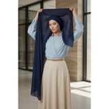 Aisha's Design Arkadan Bağlanan Penye İç Boneli Pratik Şifon Şal,Lacivert,PS-51