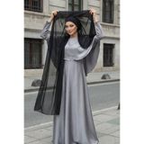 Aisha's Design Arkadan Bağlanan Penye İç Boneli Pratik Şifon Şal,Siyah,PS-51