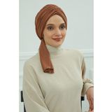 Aisha's Design B-1 Koyu Kahverengi Büzgüllü Penye Bone