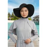 Aisha's Design Çıkarılabilir Arkası Fiyonklu Ninja Bone ve Şapkalı Tesettür (Deniz,Havuz) Yüzücü Bonesi,S-5SN,Siyah