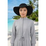 Aisha's Design Çıkarılabilir Arkası Fiyonklu Şapkalı Tesettür (Deniz,Havuz) Yüzücü Bonesi,S-10SN,Siyah