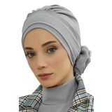 Aisha's Design HT-92 Gri Aerobin Kumaş Hazır Türban