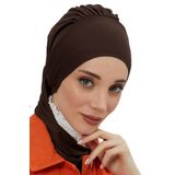 Aisha's Design HT-96 Kahverengi Penye Hazır Türban